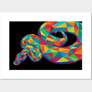 Geometric Rainbow Snake Posters and Art